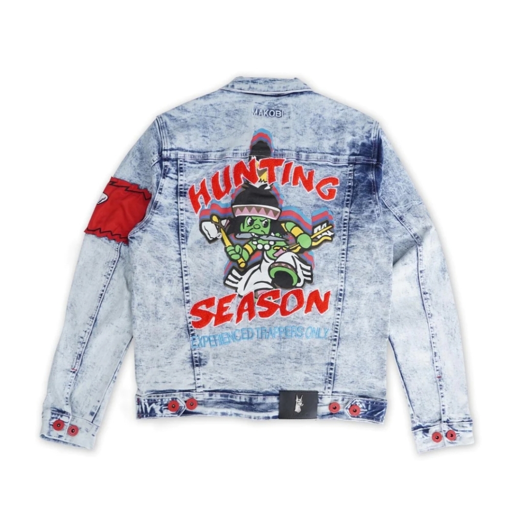 MAKOBI Premium Light Wash Denim Hunting Season Jacket Unisex Size Large